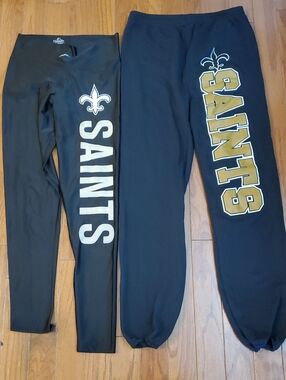 Majestic Zubaz New Orleans Saints Leggings Trench Sweatpants XL Football Black